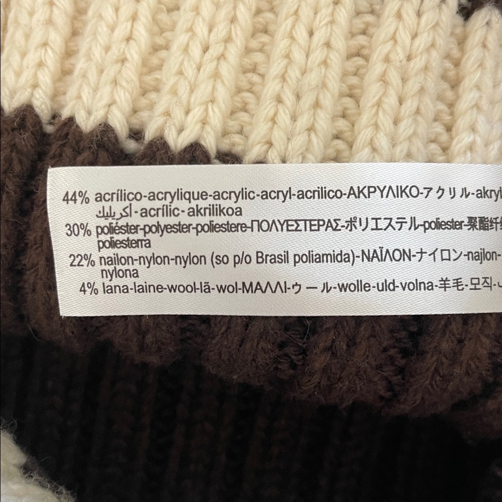 Zara Brown and Cream Striped Long Sleeve Crewneck thick Ribbed Sweater EUC - Picture 7 of 7